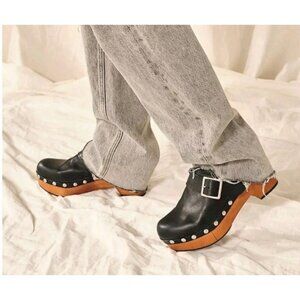 Free People Culver City Clog Black Leather Studs EU 40 US 10